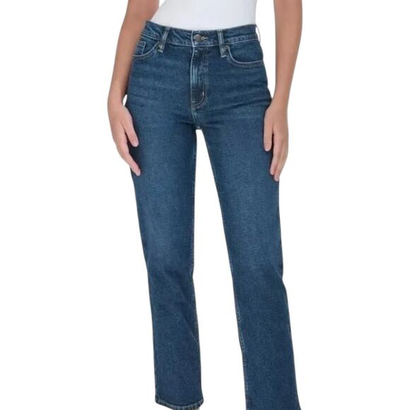Calvin Klein Women’s High Rise Straight Leg Jeans Dark Blue Size 12 Denim NEW - Picture 1 of 12